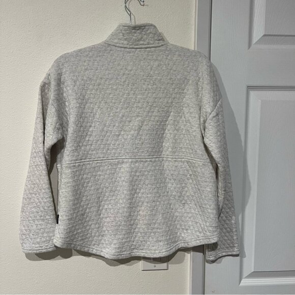 Eddie Bauer Gray Quilted Quarter Zip Sweater Size Small - Picture 2 of 3